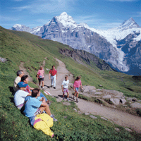 Kliene Schiedegg, altitude 2061m. Take your bikes or walk on to Wengen and Lauterbrunnen.